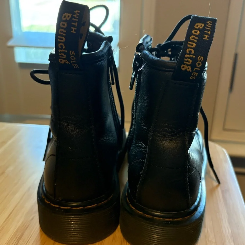 Dr. Martens 1460J Kids Lace-Up Boots with Side Zip in Black Size US 13